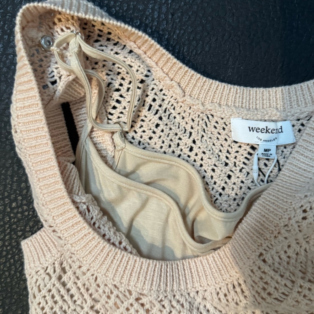 Weekend Cream Crochet Sleeveless Top - Picture 4 of 5